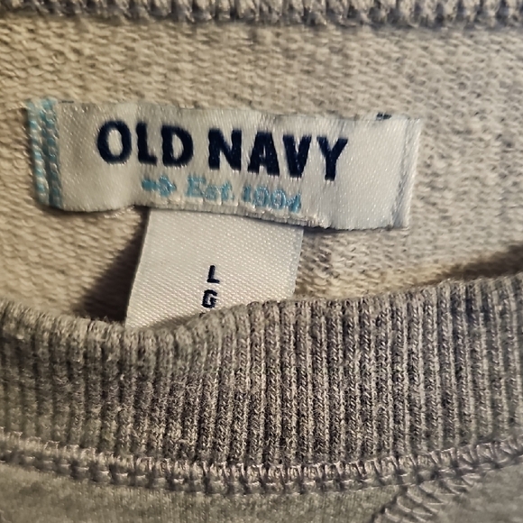 Old Navy Gray Crewneck Sweatshirt with Purple Design "Everlasting Love" Sz Large - Picture 2 of 6